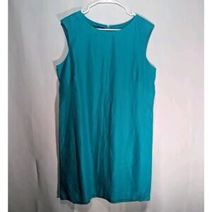 Lafayette 148 NY Sz 14 Solid Blue Tank 100% Linen Short Dress Business Summer